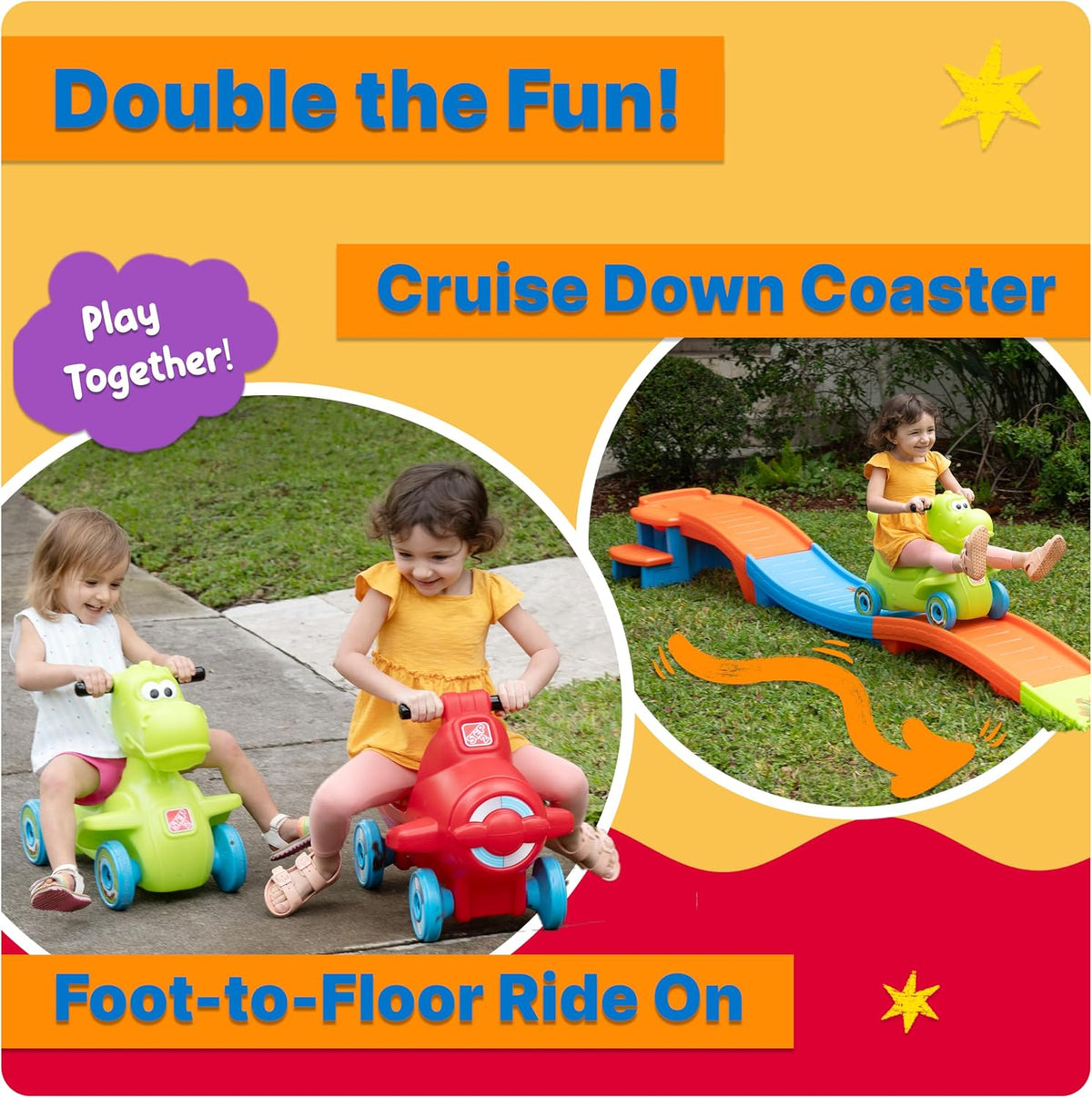 Dino Dash Up & Down Roller Coaster Kids Ride On Toy