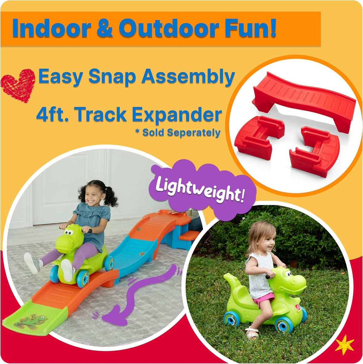 Dino Dash Up & Down Roller Coaster Kids Ride On Toy
